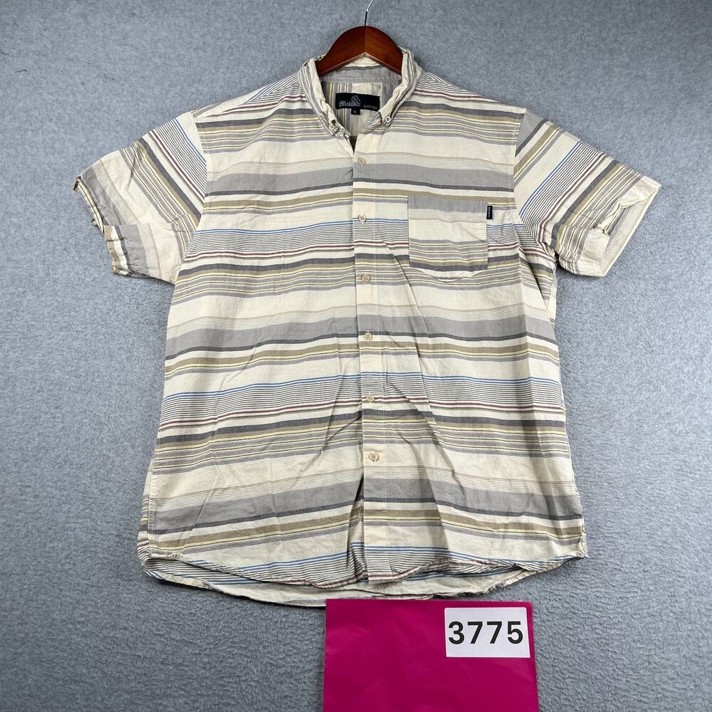 Molokai Surf Shirt XL Multicolored Striped Casual Button Up Short Sleeve Mens